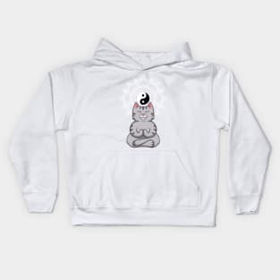 Yoga Cat Meditating With Mandala Kids Hoodie